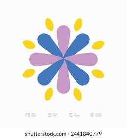 Brutalist Colorful Flower Logo Icon Design Vector
