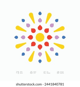 Brutalist Colorful Flower Logo Icon Design Vector
