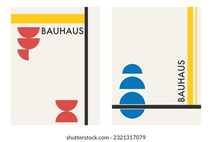 Brutalist design elements. Posters with geometric shapes. Trendy 90s style. Bauhaus design style.