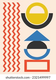 Brutalist design elements. Posters with geometric shapes. Trendy 90s style. Bauhaus design style.