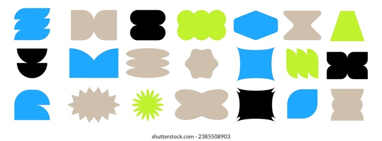 Brutalist Doodle Shapes, Cool Geometric Forms. Bauhaus Minimalist Graphic Design Elements. Trendy Y2K Vector Signs. Simple Star and Flower Basic Shapes.