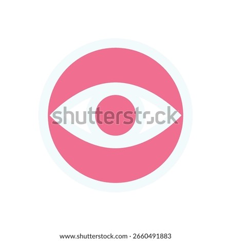 Brutalist eye icon sticker. Abstract circle shape as a bold symbol. Modern design element, brutalism aesthetic, ideal for contemporary graphic projects.