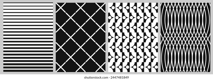 Brutalist Geometric Futuristic black shape pattern. Brutal bold modern mosaic swiss print design. Postmodern monochromatic techno culture. Vector illustration