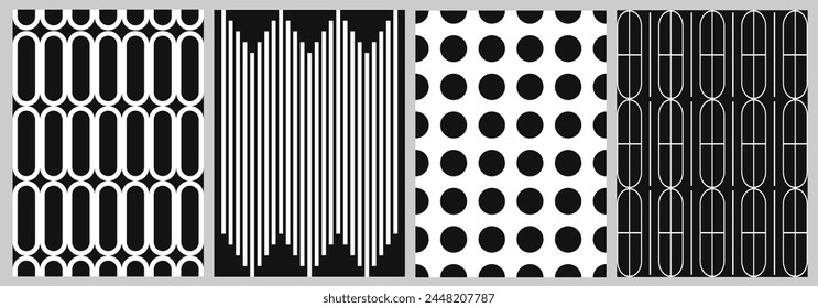 Brutalist Geometric Futuristic black shape pattern. Brutal bold modern mosaic swiss print design. Postmodern monochromatic techno culture. Vector illustration