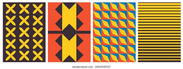 Brutalist Geometric Futuristic Shape Pattern. Brutal bold modern mosaic swiss print design. Y2K aesthetics poster design. Vector illustration