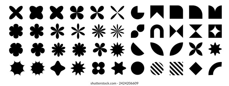 Brutalist geometric shapes. Creative geometric Y2K style for social media, card, print on clothes. Aesthetic contemporary figure set. Simple trendy elements