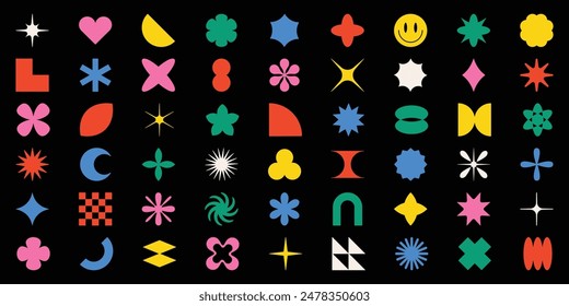 Brutalist geometric shapes set. Naive playful shapes set. Vector illustration.