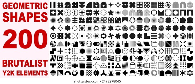 Conjunto de Formas geométricas brutalistas, y2k, boho, decoración de forma geométrica minimalista, Elementos y formas, diseño de estilo minimalista moderno de moda, diseño retro y de moda