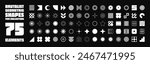 Brutalist geometric shapes, symbols. Simple primitive elements and forms. Retro design, trendy contemporary minimalist style, y2k. Vector illustration