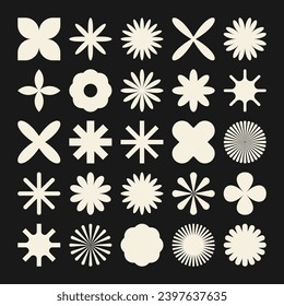Brutalist geometric shapes, symbols. Simple primitive elements and forms. Bauhaus retro design, trendy contemporary minimalist style. Vector illustration