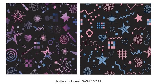 brutalist geometric shapes. Trendy abstract minimalist figures, stars, flowes, circles. Modern abstract graphic design elements.Vector illustration