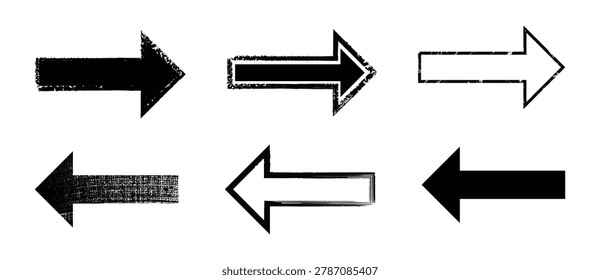 Brutalist grunge hand drawn arrow set vector illustration.
