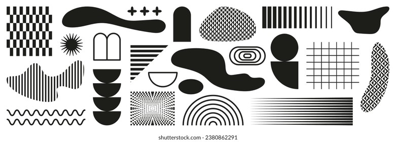 Forma de ensanchamiento abstracto brutalista mínima con patrones, semitono, texturas. Estética Retro 80 y formas geométricas minimalistas y formas vectoriales líquidas abstractas.	