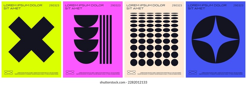 Brutalist modernes Plakatset. Bauhaus-Plakatvorlage. Trendige geometrische Formen. Vektorgrafik.