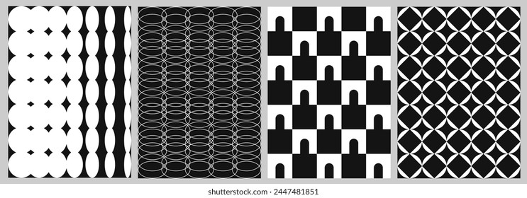 Brutalist Monochrome Geometric Futuristic Retro Background. Basic complex form futuristic pattern. Postmodern  techno culture. Vector illustration