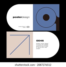 Brutalist poster design template layout with bold typography and brutal vector pattern with abstract geometric shapes. Great for branding, presentation, album print, website header, web banner.