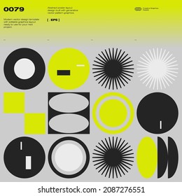 Brutalist poster design template layout with bold typography and brutal vector pattern with abstract geometric shapes. Great for branding, presentation, album print, website header, web banner.