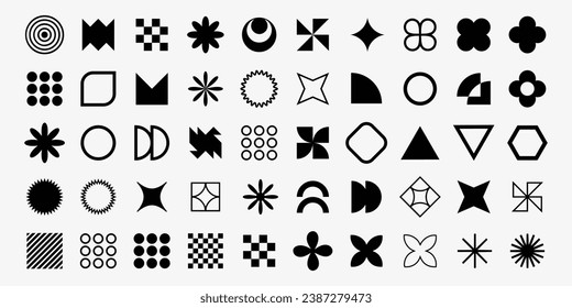 Brutalist Shapes. Brutalist Abstract Geometric Bauhaus Minimalist Graphic Design Elements.