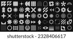 Brutalist Shapes, Cool Geometric Forms. Bauhaus Minimalist Graphic Design Elements. Trendy Y2K Vector Signs. Simple Star and Flower Basic Shapes.