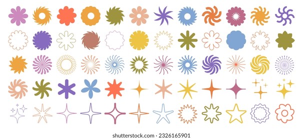 Brutalist Shapes, Cool Geometric Forms. Bauhaus Minimalist Graphic Design Elements. Trendy Y2K Vector Signs. 