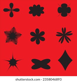Brutalist Shapes, Cool Geometric Forms. Bauhaus Minimalist Graphic Design Elements. Trendy Y2K Vector Signs. Simple Star and Flower Basic Shapes.Hi-tech elements and HUD interface. Cyberpunk and retro