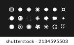 Brutalist shapes for swiss minimal style design. Constructor of trendy geometric postmodern figures. Vector illustration of brutalist contemporary stars. Primitive bauhaus elements.
