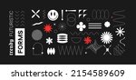 Brutalist shapes for swiss minimal style design. Constructor of trendy geometric postmodern figures. Vector illustration of brutalist contemporary stars. Primitive bauhaus elements