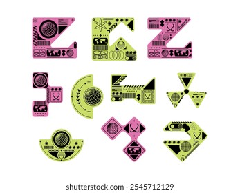 Brutalist Sticker Design Element Set