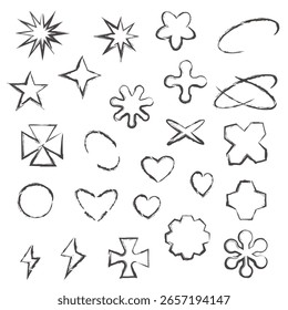 Brutalist Y2K style vector minimalistic Posters with silhouette basic figures, Retro futuristic graphic elements of geometrical shapes rave composition, Modern monochrome print artwork, set 59