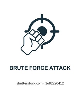 Brute Force Attack icon from banned internet collection. Simple line Brute Force Attack icon for templates, web design and infographics