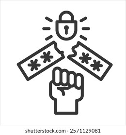 Brute Force Attack Icon Vector Illustration Outline