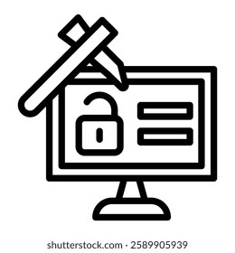 Brute Force Attack Vector Line Icon Design For Personal And Commercial Use