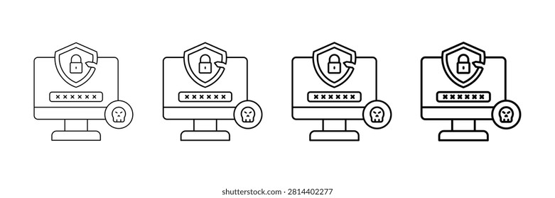 Brute Force Icons Vector Set In Different Stroke Line Style