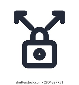 Brute force line icon in a clean monoline outline style, a vector symbol for cybersecurity, data protection and privacy.