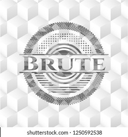 Brute grey emblem with cube white background