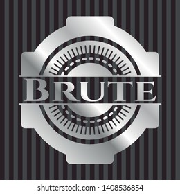 Brute silvery emblem or badge. Vector Illustration. Mosaic.