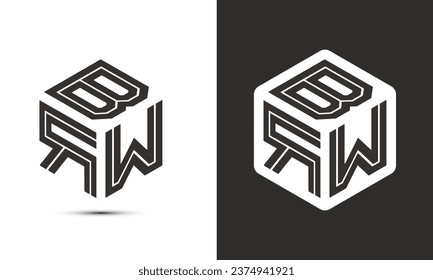 BRW letter logo design with illustrator cube logo, vector logo modern alphabet font overlap style. Premium Business logo icon. White color on black background