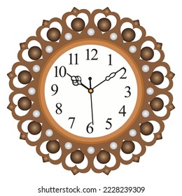 Brwon round clock heart shape