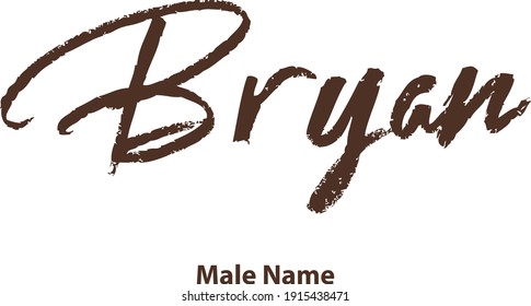 Bryan-Male Name Brush Typography Text on White Background