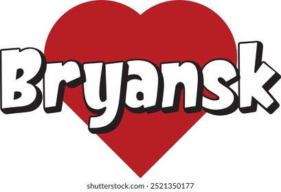 Bryansk cidade ​texto ​ coração vermelho adequado para logotipo ou design