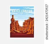 Bryce Canyon National Park poster vector illustration design