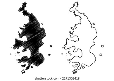 Bryher island (United Kingdom of Great Britain and Northern Ireland, England) map vector illustration, scribble sketch Isle of Breyer map