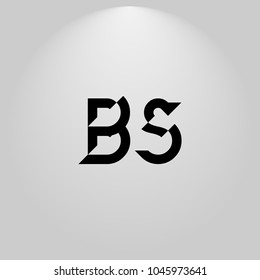 BS Abstract Black Letters with white and gray background in highlight
