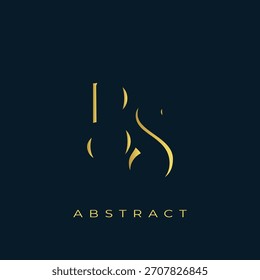 BS Abstractas diseño de logotipo de oro. Abstractas composición de símbolos de oro sobre un fondo azul marino oscuro