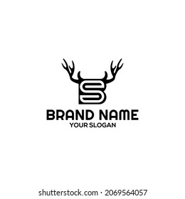 BS Antler Logo Design Vector