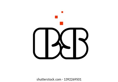BS B S black white red dots alphabet letter combination suitable as a logo icon design for a company or business