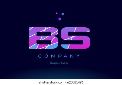 bs b s  creative color blue background pink purple magenta alphabet letter company logo vector icon