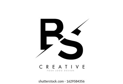 BS B S Letter Logo Design with a Creative Cut. Creative logo design..