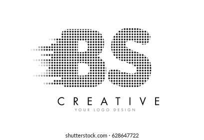 BS B S Letter Logo Design with Black Dots and Bubble Trails.