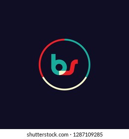 BS B S Logo design with colorful circle frame. Modern logo template with bright color. vector illustration